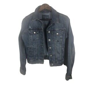 Y2K Women's Aeropostale Blue Button Up Pockets Long Sleeve Denim Jacket Sz M